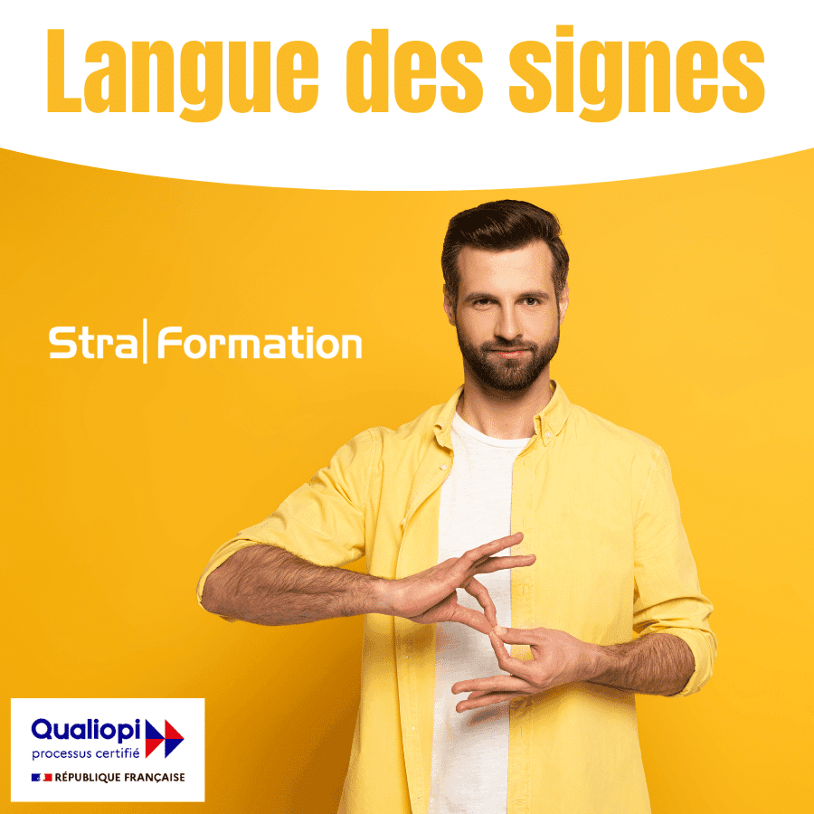 Un homme parle avec ses mains avec un fond jaune