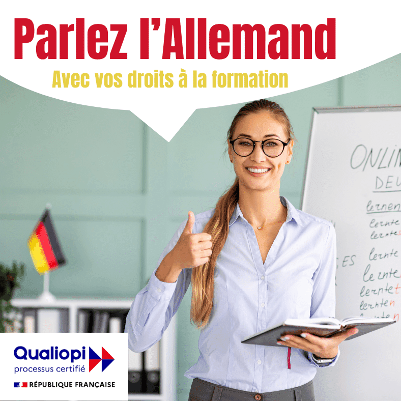 Une professeure d'allemand qui donne un cours