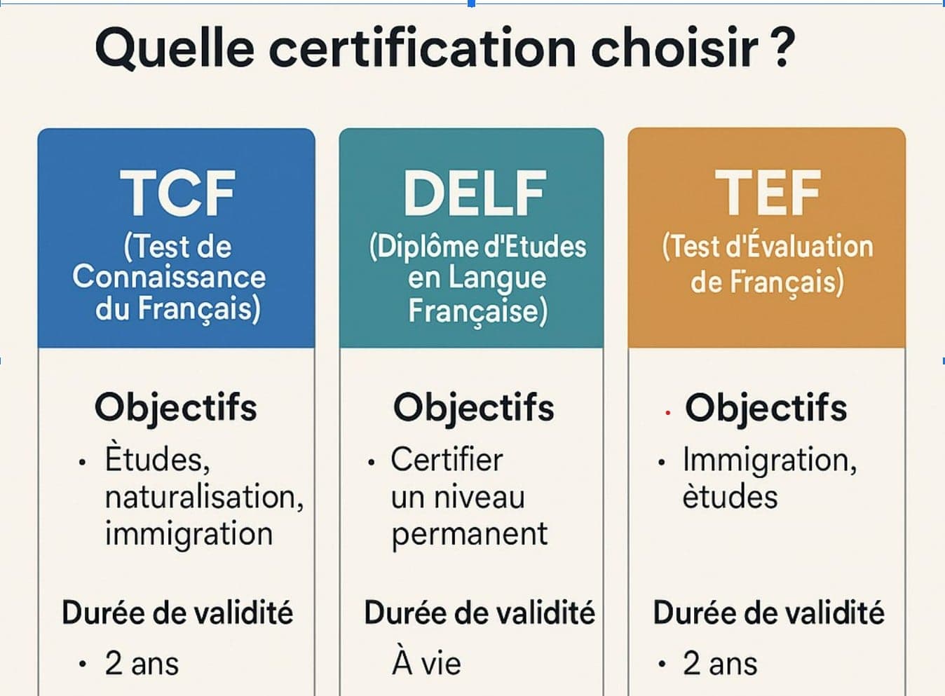 Les différences entre TCF, DELF et TEF : quelle certification choisir ?