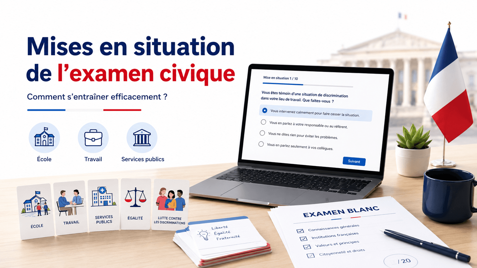 Article – Mises en situation examen civique : comment s’entraîner efficacement ? – Présentation mises-en-situation-examen-civique